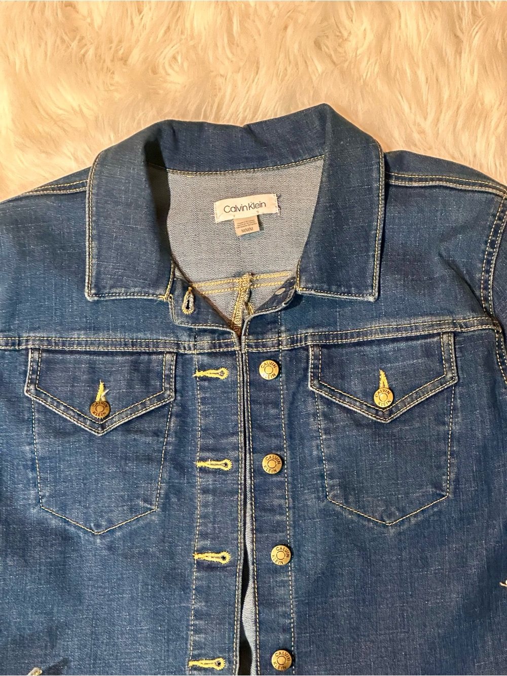 Calvin Klein Dark Blue Denim Button-Front Jean Jacket size M